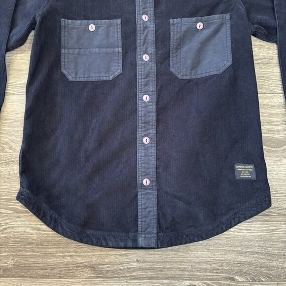 Random Access Men’s Corduroy Shirt S Navy Blue Button-Up Casual Fall Jersey - Picture 5 of 16